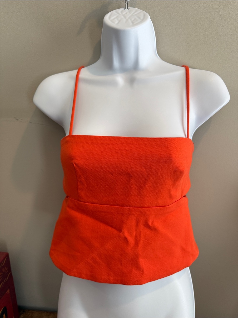 Zara Bright Orange Spaghetti Strap crop top